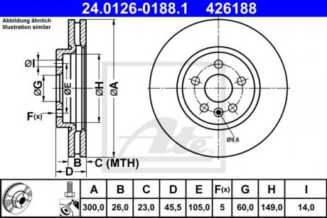 Купить Диск тормозной Opel Astra ATE 24012601881 (фото1) подбор по VIN коду, цена 4308 грн.