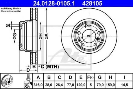 Диск гальмівний BMW E38 ATE 24012801051