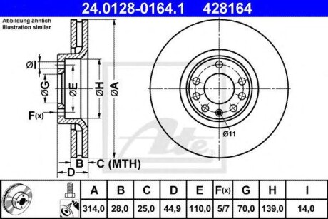 Диск гальмівний Opel Vectra, SAAB 9-3 ATE 24012801641