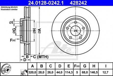 Тормозной диск Nissan Qashqai, Juke ATE 24.0128-0242.1