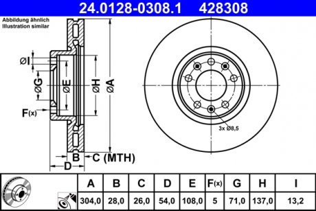 Тормозной диск Citroen Jumpy ATE 24012803081