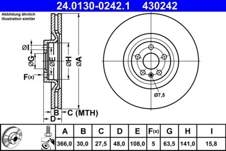 Диск тормозной Volvo XC90, XC60 ATE 24.0130-0242.1