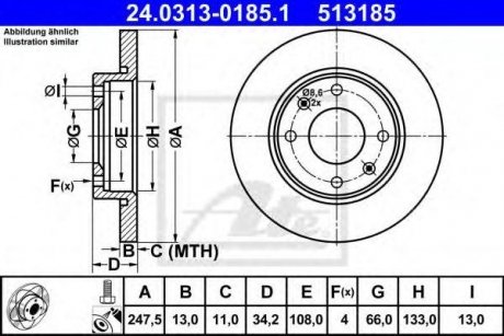 Диск гальмівний Power Disc Peugeot 306, 206 ATE 24031301851