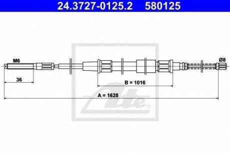 Купить Трос ручного тормоза Volkswagen Passat ATE 24.3727-0125.2 (фото1) подбор по VIN коду, цена 520 грн.