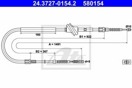 Трос ручного тормоза Audi A6, 100 ATE 24372701542