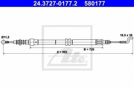 Трос гальма Volkswagen Sharan, Ford Galaxy ATE 24.3727-0177.2