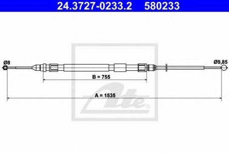 Купить Трос ручного тормоза BMW E91, E90, E92, E93 ATE 24372702332 (фото1) подбор по VIN коду, цена 612 грн.