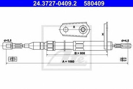 Трос ручного гальма Mercedes W124, S124, W116, W126, C124, C207, C238, A124, A207, A238, W140 ATE 24372704092