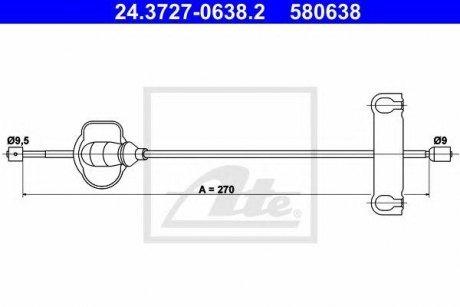 Купити Трос ручного гальма Ford Mondeo ATE 24372706382 (фото1) підбір по VIN коду, ціна 653 грн.