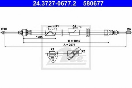 Купить Трос ручного тормоза Ford Mondeo, Galaxy, S-Max ATE 24372706772 (фото1) подбор по VIN коду, цена 825 грн.
