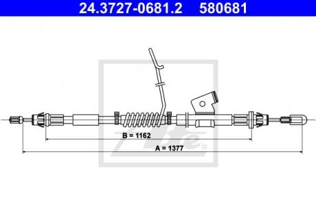 Купить Трос остановочных тормозов Ford Transit ATE 24372706812 (фото1) подбор по VIN коду, цена 2493 грн.