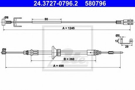 Трос остановочных тормозов Renault Trafic, Opel Vivaro, Nissan Primastar ATE 24372707962