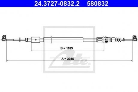 Трос, стояночная тормозная система Peugeot 307, Citroen C4 ATE 24.3727-0832.2