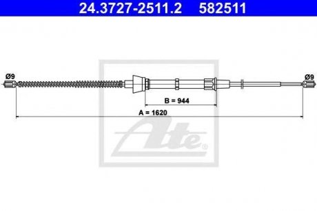 Трос ручного гальма Skoda Octavia ATE 24372725112