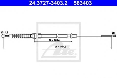 Трос тормоза Audi A1 ATE 24.3727-3403.2