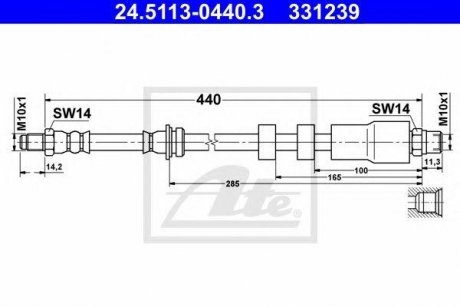 Купити Шланг гальмівний BMW E90, E91, E92 ATE 24511304403 (фото1) підбір по VIN коду, ціна 1000 грн.