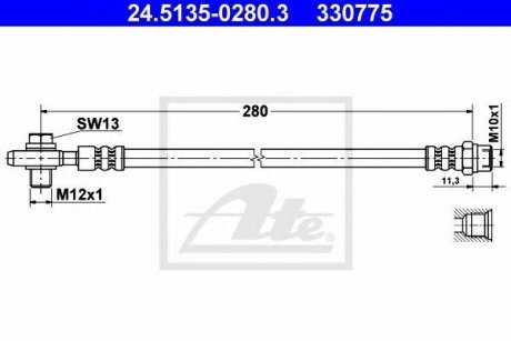 Купити Шланг гальмівний Audi A8 ATE 24513502803 (фото1) підбір по VIN коду, ціна 889 грн.