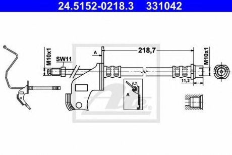 Шланг тормозной задний левый Opel Astra, Combo ATE 24515202183