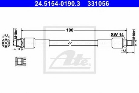 Купити Шланг гальмівний Audi A8 ATE 24515401903 (фото1) підбір по VIN коду, ціна 756 грн.