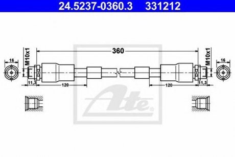 Купить Шланг тормозной Audi A8, Volkswagen Passat ATE 24523703603 (фото1) подбор по VIN коду, цена 876 грн.