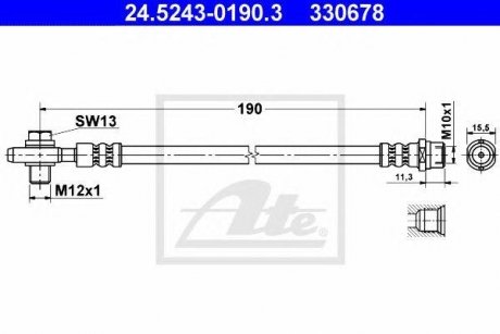 Купити Шланг гальмівний Volkswagen Passat ATE 24524301903 (фото1) підбір по VIN коду, ціна 578 грн.