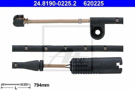 Датчик зносу гальмівних колодок (передніх) BMW X5 (E53) 00-06 (L=794mm) BMW X5 ATE 24.8190-0225.2