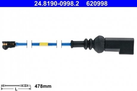 Купить Датчик зношування колодок ATE 24.8190-0998.2 (фото1) подбор по VIN коду, цена 450 грн.