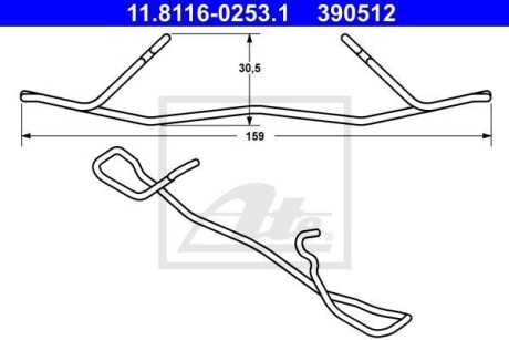 ПРУЖИНКА ТОРМ СУППОРТУ Mercedes W202, W210, S202, S210, CLK-Class, W211, W220, S211 ATE 390512