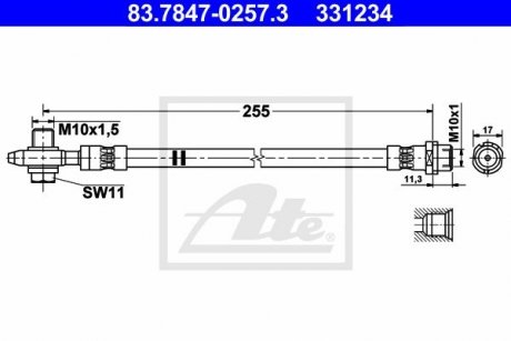 Купить Шланг тормозной Seat Leon, Volkswagen Touran, Golf, Skoda Octavia, Superb, Volkswagen Jetta, Skoda Yeti, Audi A1, Volkswagen EOS, Scirocco ATE 83784702573 (фото1) подбор по VIN коду, цена 663 грн.