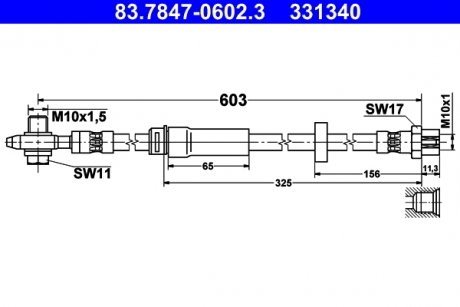 Гальмівний шланг Volkswagen Passat, Skoda Superb, Volkswagen CC ATE 83784706023