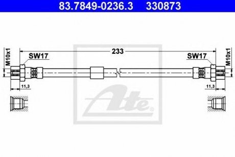 Шланг тормозной Volkswagen Touran ATE 83784902363