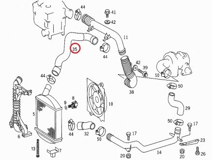 Патрубок интеркулера верхний Mercedes Benz W638 OM611 99-03 Mercedes V-Class, Vito AUTOTECHTEILE 100 5252