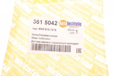 Датчик зносу гальмівних колодок (задніх) Audi A6/A7/A8/Q7/Q8/VW Touareg 15- Audi Q7, Q8, A4 AUTOTECHTEILE 361 5042