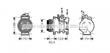 AVA AUDI Компресор кондиціонера A4 B6 2.5 00-, A4 B7 2.5 04-, A6 C5 2.5 TDI 97- Audi A6, Allroad, A4 AVA COOLING aiak227