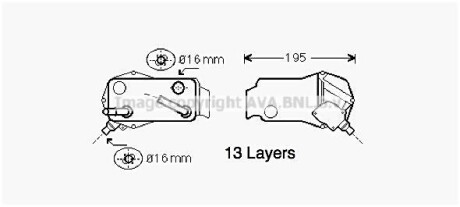 AVA BMW Оливний радіатор 1 E81/87, 3 E90, X1 E84 AVA COOLING bw3350