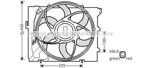 AVA BMW Вентилятор радіатора 1 (E81), 1 (E87), 3 (E90), 3 Купе (E92) AVA COOLING bw7523