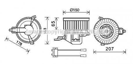 Вентилятор отопителя салона PSA Berlingo Partner 1.6HDI 1,9D 2,0D I AC- Peugeot 306, Partner AVA COOLING cn8511