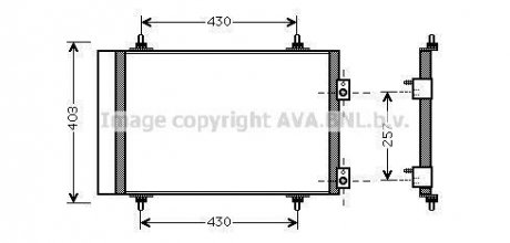 Купити Радіатор кодиціонера Peugeot 5008, Citroen C4, Peugeot 3008, 308 AVA COOLING cna5240d (фото1) підбір по VIN коду, ціна 2482 грн.