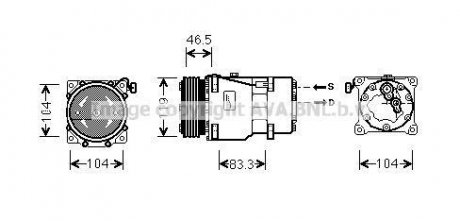 Компрессор Fiat Scudo, Peugeot 807, 406, Citroen Berlingo, Peugeot Expert, Partner, Citroen Xsara, Jumpy, Peugeot 607, 307, Citroen C5 AVA COOLING cnak201