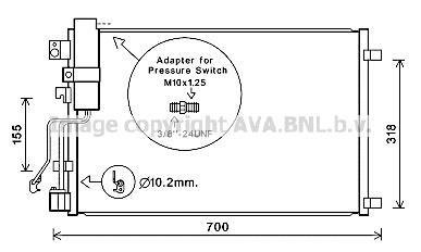 Купить Радиатор кодиционера Nissan Qashqai AVA COOLING dna5283d (фото1) подбор по VIN коду, цена 4161 грн.