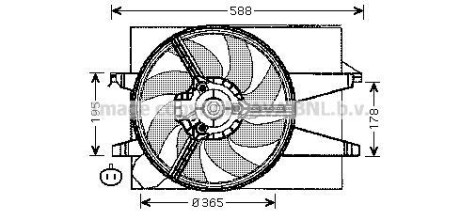 AVA FORD Вентилятор радіатора Fiesta V, Fusion 1.25/1.6, Mazda 2 01- AVA COOLING fd7541