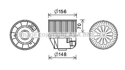 Вентилятор отопителя салона Ford Focus (04-12), C-MAX (07-10) AVA AVA COOLING fd8612