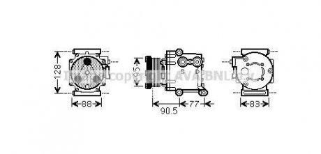 Компрессор кондиционера Ford Fiesta Fusion 1,25-1,6i, Fiesta 1,25-1,6i 08> AVA COOLING fdak434