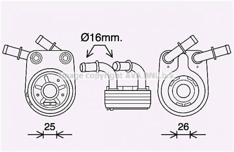 AVA FIAT Масляний радіатор Bravo II, Doblo, Multipla, Marea, Stilo 01- Alfa Romeo 147, Fiat Doblo AVA COOLING ft3458