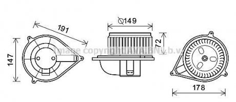 AVA FIAT Вентилятор салона Ducato 99- Peugeot Boxer, Fiat Ducato, Citroen Jumper AVA COOLING ft8426