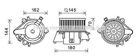 Вентилятор отопителя салона Fiat Doblo I 01>10 AC+ AVA Fiat Doblo, Punto AVA COOLING ft8438
