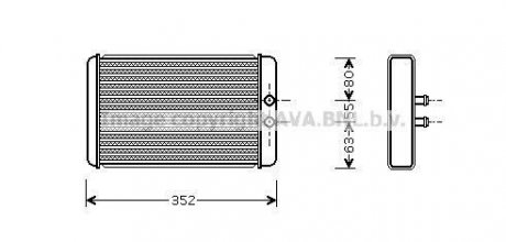 Радіатор обігрівача салону Citroen Jumper Fiat Ducato Peugeot Boxer 2,0d 2,2d 2,8 AVA COOLING fta6265