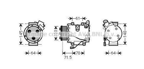 AVA HONDA Компресор кондиціонера CIVIC VIII 2.2 CTDi 05- AVA COOLING hdak235