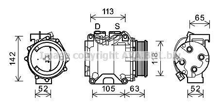 AVA HONDA Компрессор кондиционера ACCORD VII 2.0 03-, 2.4 03-, CR-V II 2.0 01- Honda Accord AVA COOLING hdak238