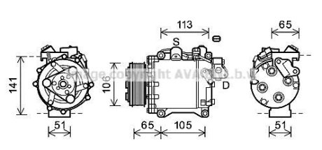 Компресор кондиціонера Honda CR-V III, IV (07-) 2.4 IVTEC AVA AVA COOLING hdak263